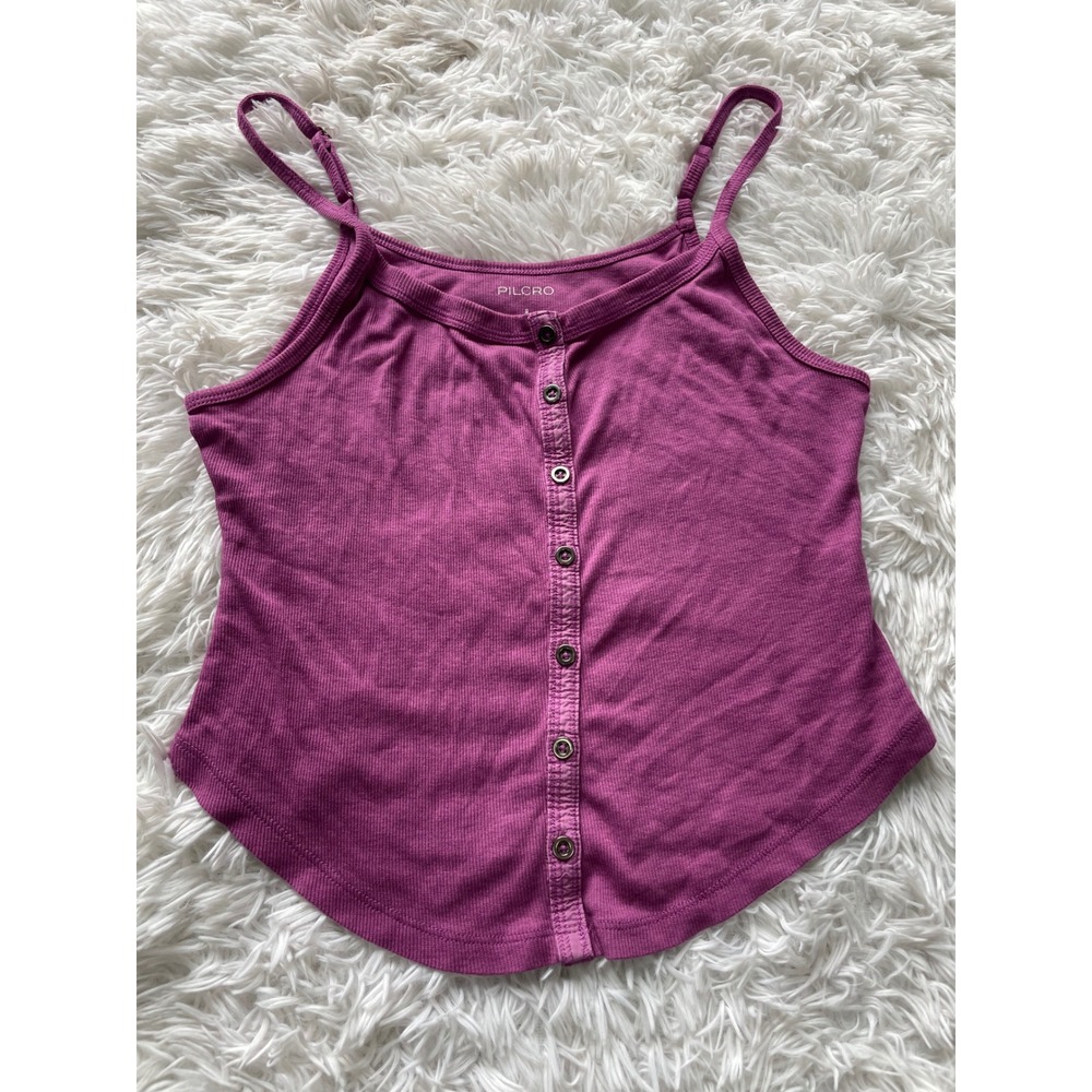 Pilcro Button Front Ribbed Cami Tank Top - Picture 1 of 9